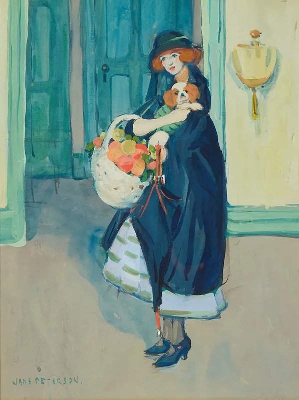 Jane Peterson "With Her Favorite Pet" Watercolor from auction in St. Paul, Minnesota