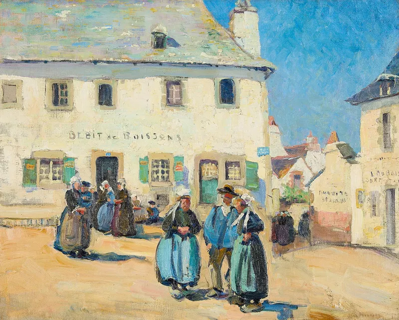Jane Peterson "Brittany Village" Oil on Canvas from auction in St. Paul, Minnesota