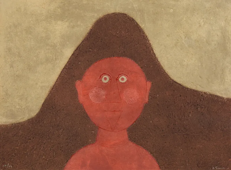 Rufino Tamayo "Cabeza en Rojo" Color Etching from auction in St. Paul, Minnesota