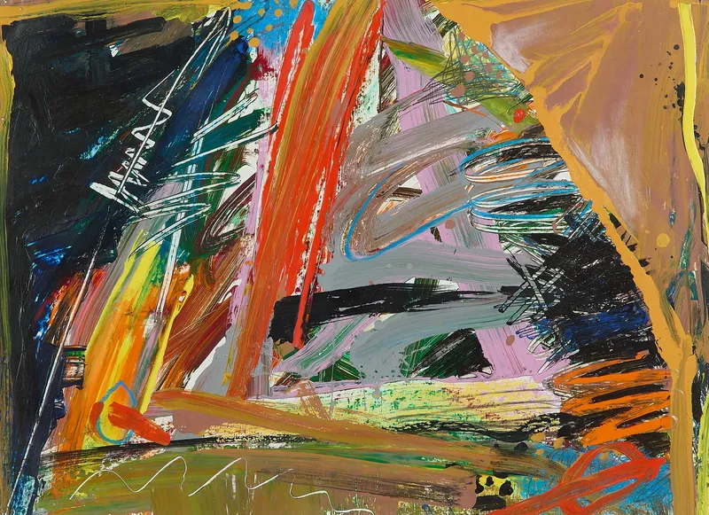 Lucinda Parker "Bonfire" AbEx Painting 1977 from auction in St. Paul, Minnesota