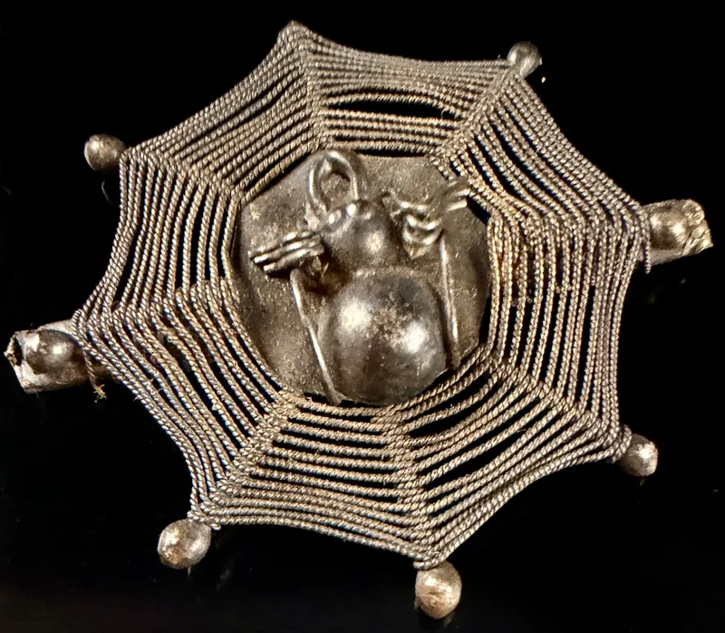 Vintage Silver-Toned Spider and Web Novelty Brooch from auction in Campbell, New York
