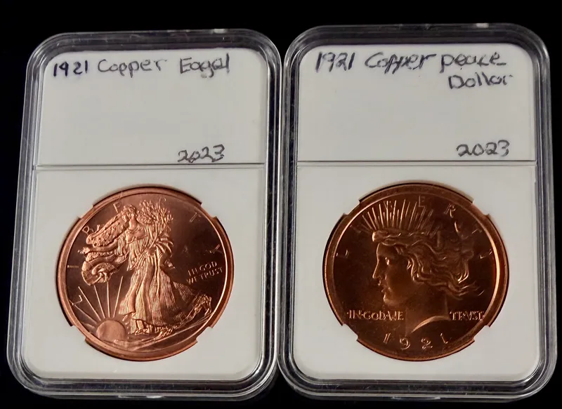 A Pair of US .999 Fine 1 Ounce Copper Bullion Rounds from auction in Campbell, New York