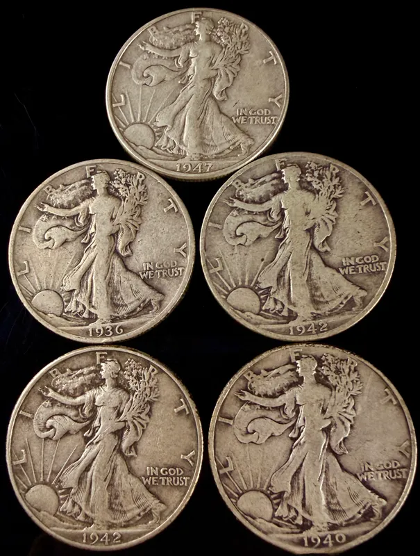 A Collection of US Walking Liberty Half Dollars from auction in Campbell, New York