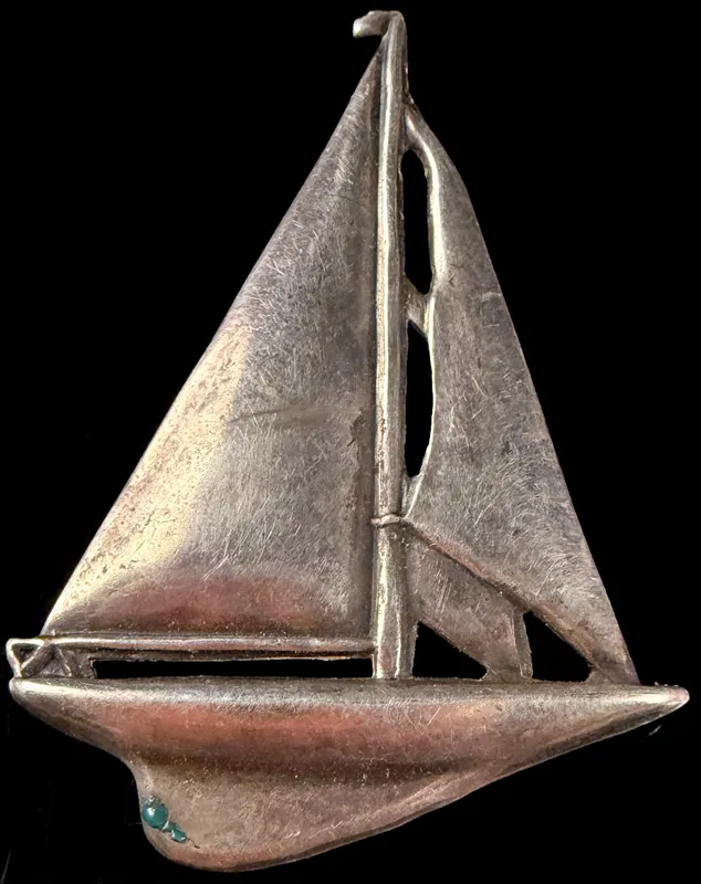 Vintage Sterling Silver Stylized Sailboat Brooch from auction in Campbell, New York