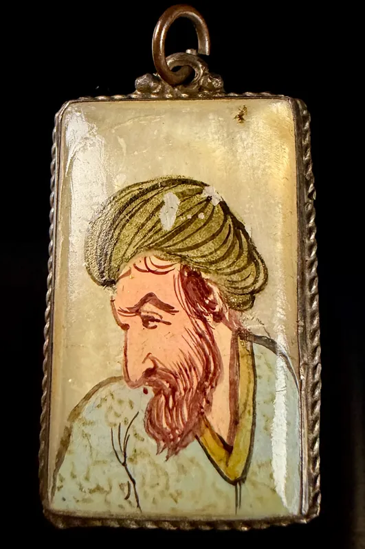 Persian Hand-Painted Miniature Portrait Pendant in the Style of Avicenna from auction in Campbell, New York