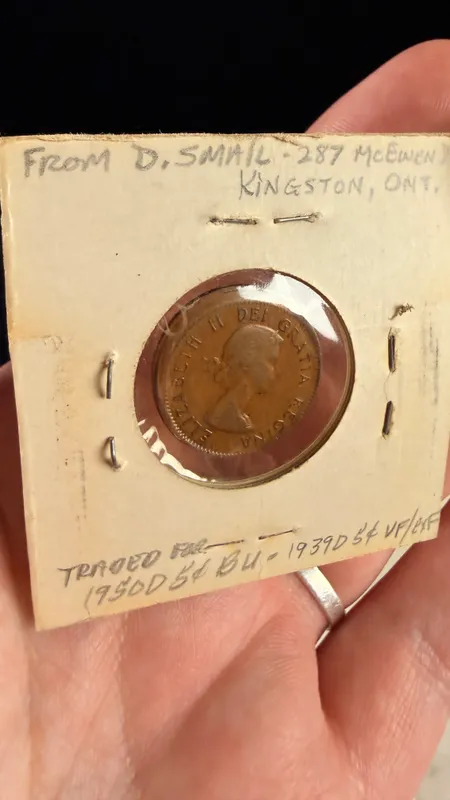 1961 CA 1 Cent Bronze Coin, Off-Center Strike Error from auction in Campbell, New York
