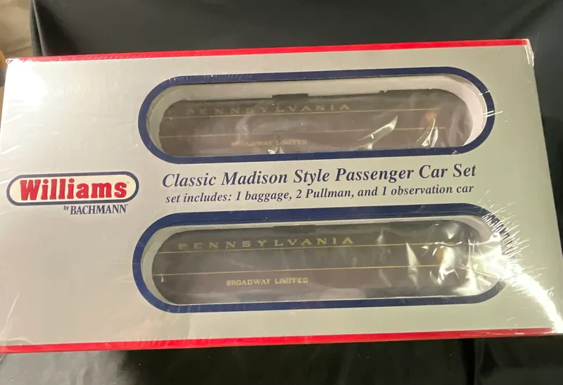 A Set of Four Williams by Bachmann O Gauge Madison Style Pennsylvania Railroad Passenger Cars from auction in Campbell, New York