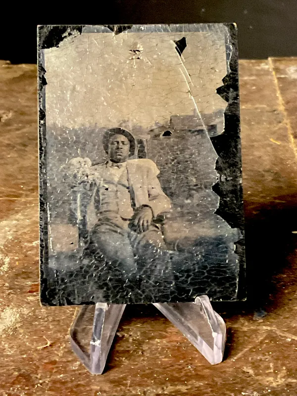 Mid-to-Late 19th Century Tintype Portrait of a Black Man from auction in Campbell, New York