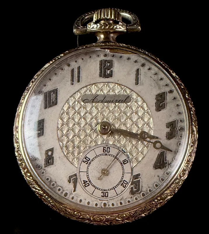 Admiral Swiss Manual Wind Open Face Pocket Watch from auction in Campbell, New York
