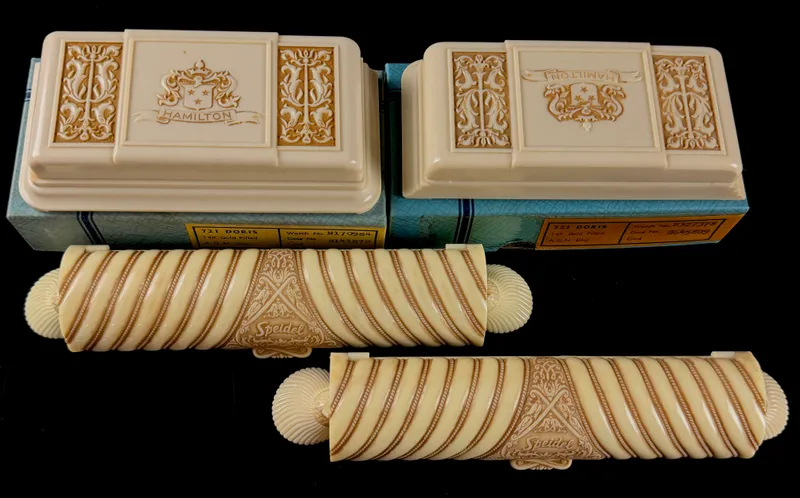 A Collection of Vintage Hamilton and Speidel Watch Presentation Cases from auction in Campbell, New York