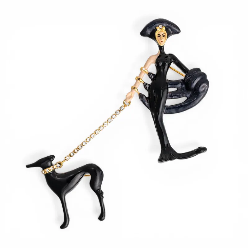 Erte, 'Symphony in Black' Figural Brooch for Franklin Mint - No Reserve from auction in Kingston, New York