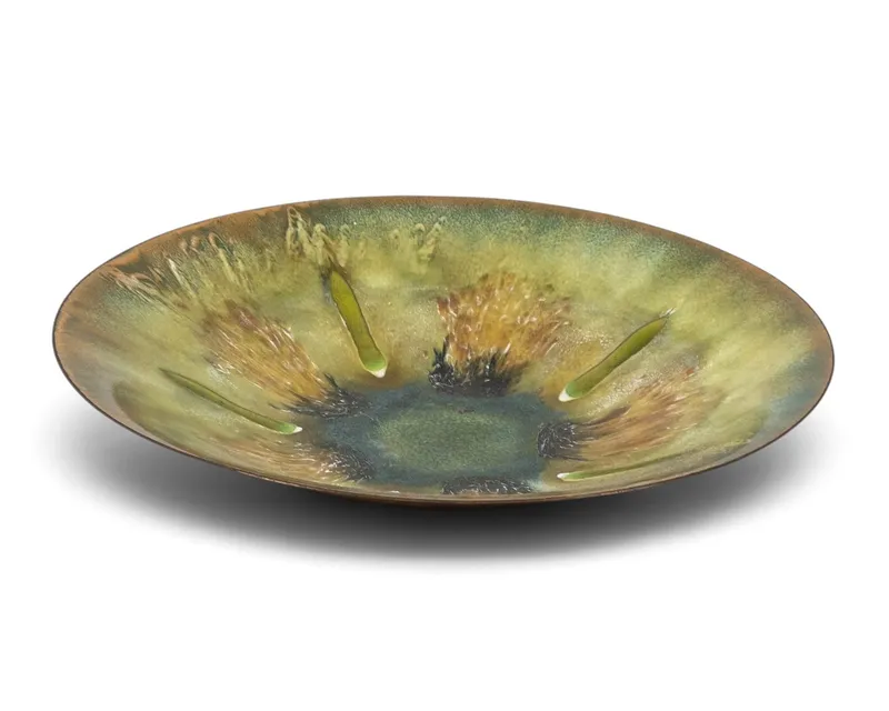 Edward Star for Georg Jensen Signed Mid Century Modern Enameled Copper Bowl - No Reserve from auction in Kingston, New York