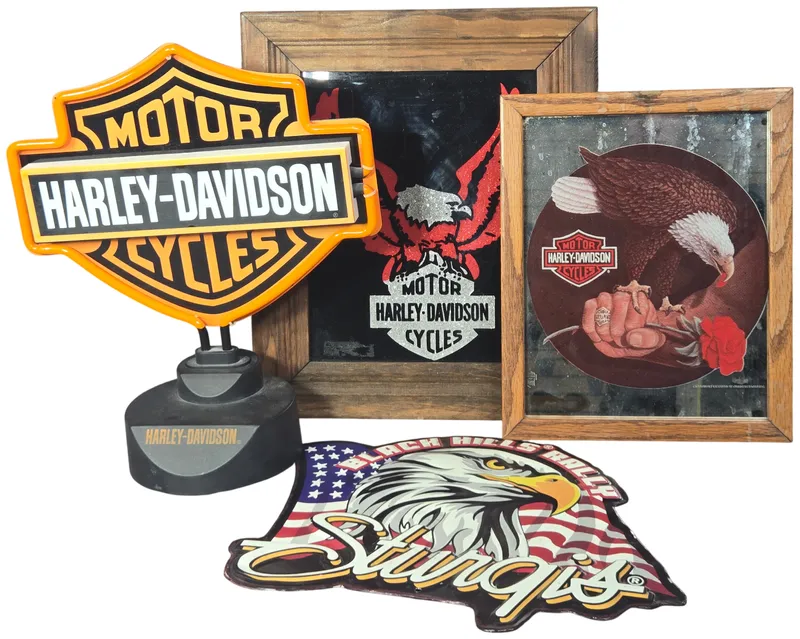 Four Harley-Davidson and Sturgis Motorcycle Rally Decorative Items from auction in Lancaster, Ohio