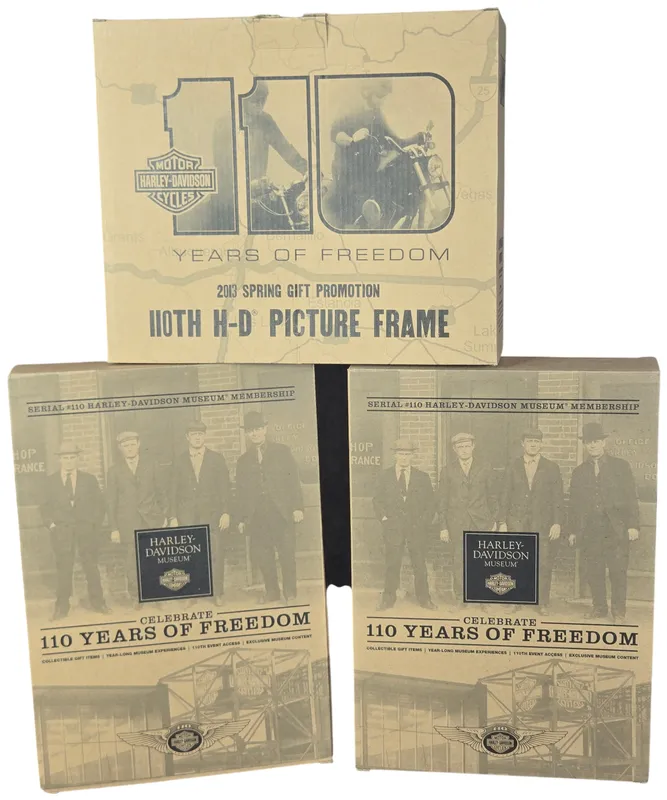 Three Harley-Davidson 110th Anniversary Commemorative Gift Sets from auction in Lancaster, Ohio