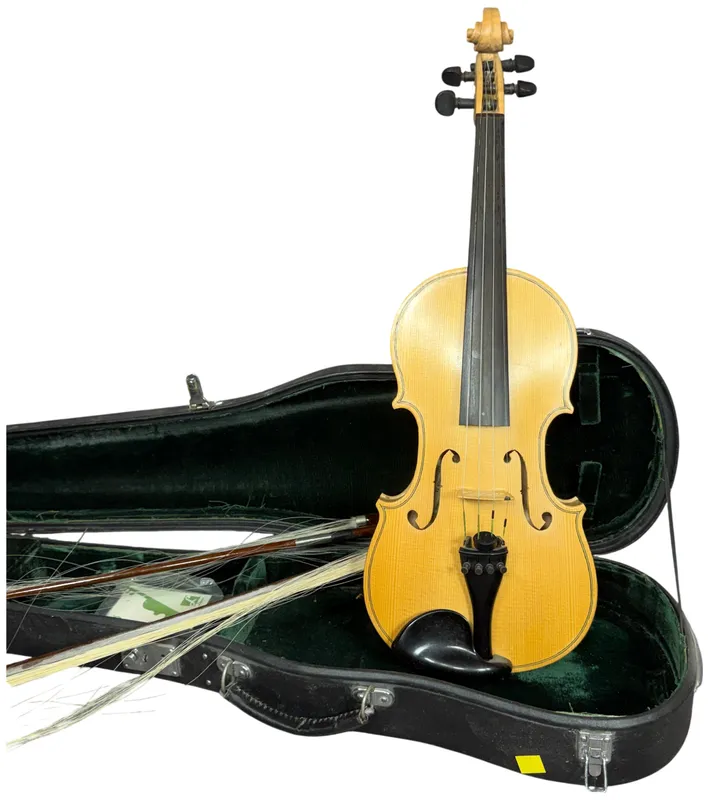 Bill Cunningham Hand-Crafted 4/4 Violin with Two Bows and Hard Case from auction in Lancaster, Ohio