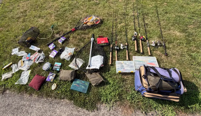 An Assortment of Freshwater Bass Fishing Equipment Including St. Croix and Shimano Rods with Shimano and Abu Garcia Reels from auction in Lancaster, Ohio