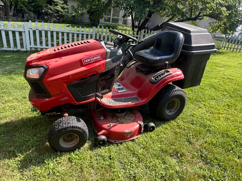 Craftsman T2200 Riding Lawn Mower with Bagger and Aerator from auction in Lancaster, Ohio