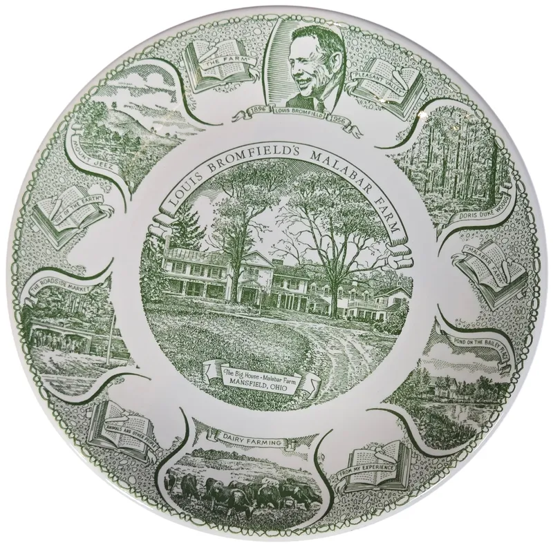 Kettlesprings Kilns Louis Bromfield Malabar Farm Commemorative Earthenware Plate from auction in Lancaster, Ohio