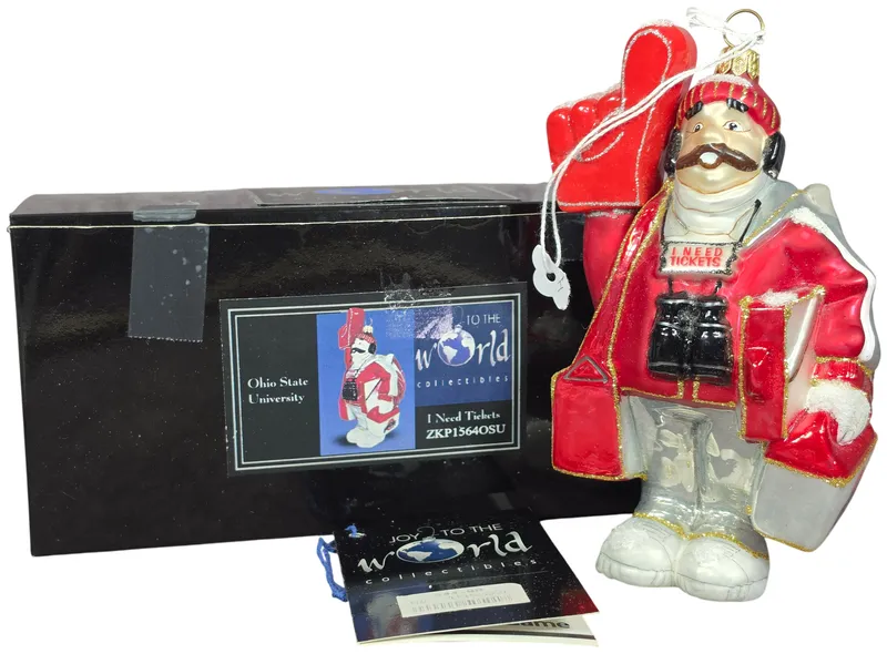 Joy to the World Collectibles Ohio State University Hand Blown Glass Ornament from auction in Lancaster, Ohio