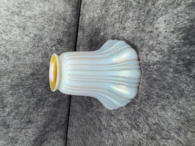 Quezal Iridescent Ribbed Opal Art Glass Lamp Shade from auction in Lancaster, Ohio