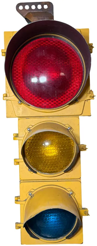Vintage Marbelite Co. Inc. Three-Section Aluminum Traffic Signal from auction in Lancaster, Ohio