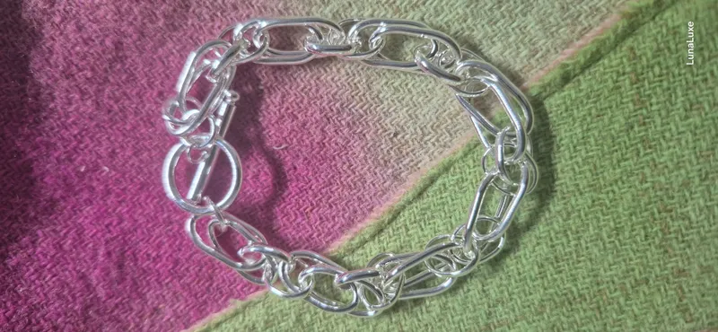 925 Sterling Silver Bracelet Jewelry Heavy Thick Cuban Link Chain from auction in Sarasota, Florida