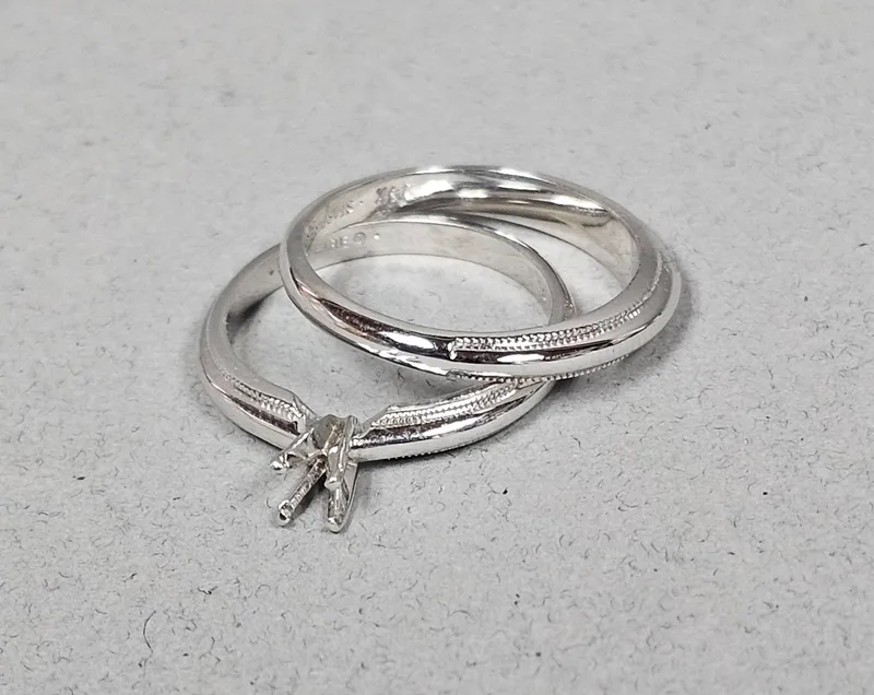 Starfire 14K Engagement Ring Semi-Mount & Band 4.8 Grams from auction in Okemos, Michigan