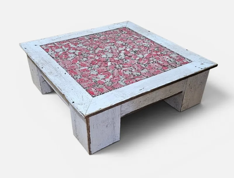 Large Coca-Cola Folk Art Table from auction in Okemos, Michigan