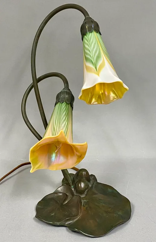 Renaissance Art Products Two Light Lily Table Lamp from auction in Okemos, Michigan