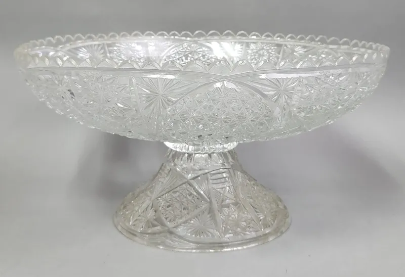 American Brilliant Cut Glass Pedestal Bowl from auction in Okemos, Michigan