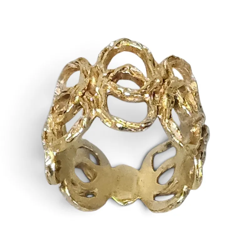 14K Openwork Textured  Band Ring 4.8 Grams from auction in Okemos, Michigan