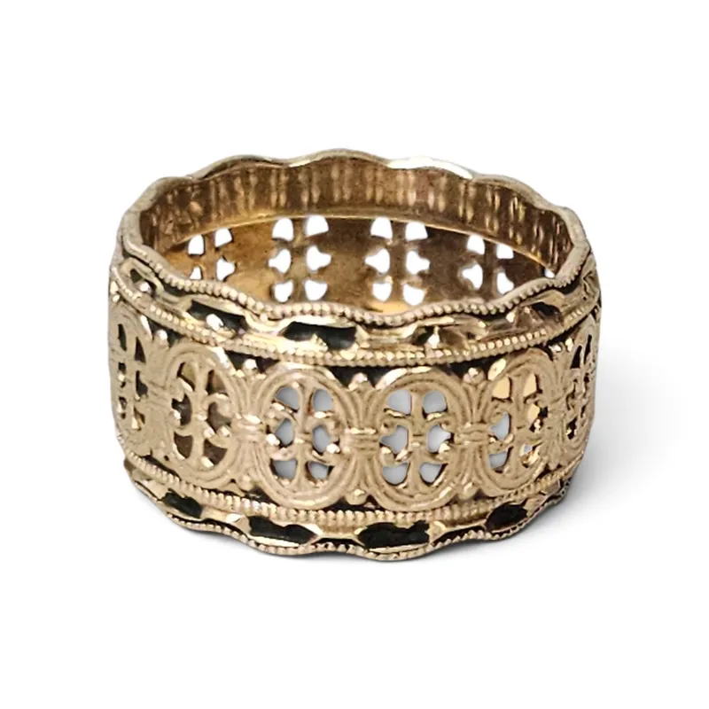 14K Gold Filigree Band Ring 7.6 Grams from auction in Okemos, Michigan