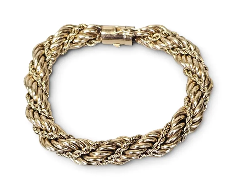 Heavy 14K  Gold Rope Bracelet 29.5 Grams from auction in Okemos, Michigan